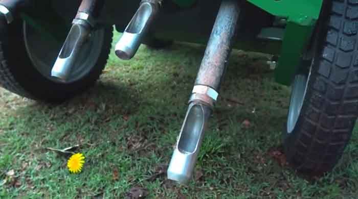 Core aerator tines before a fescue overseed